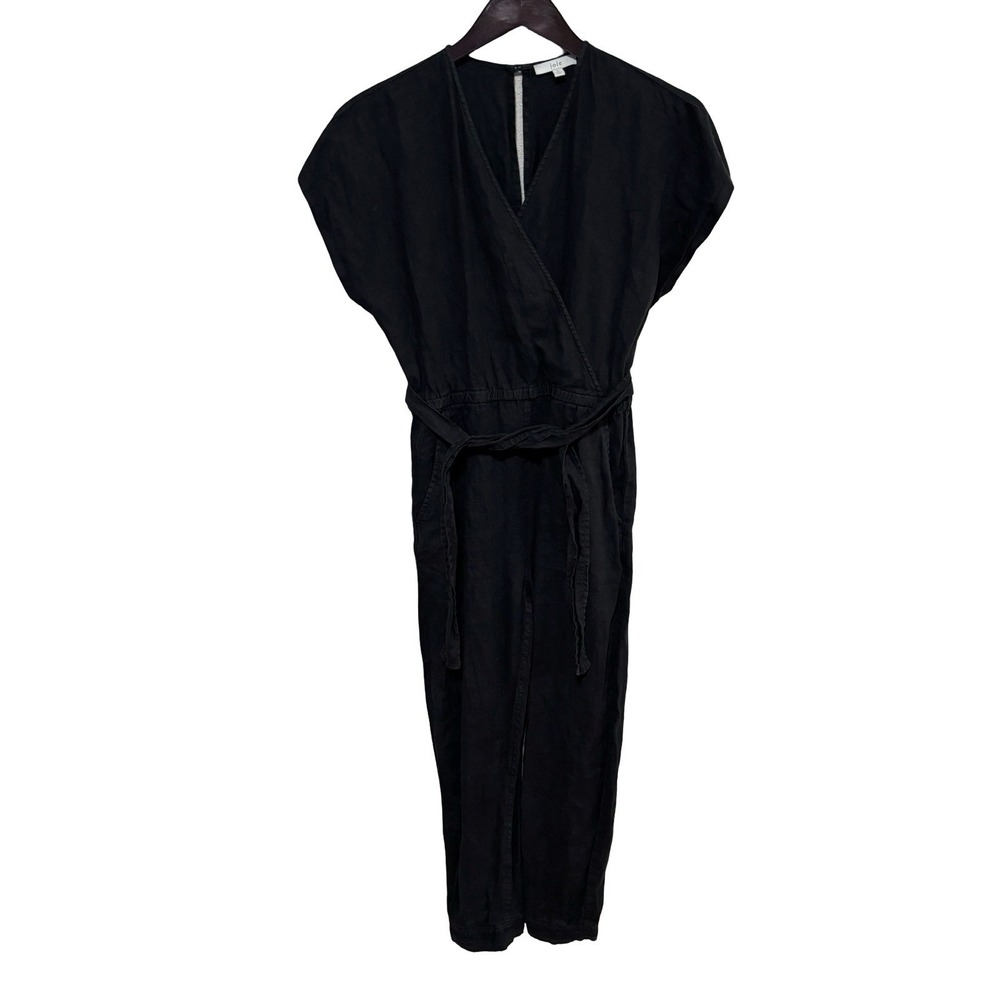 JOIE Linen Jumpsuit Gray + Waist‎ Tie Women's Size XS 19 Pit 26 Inseam - Picture 5 of 6